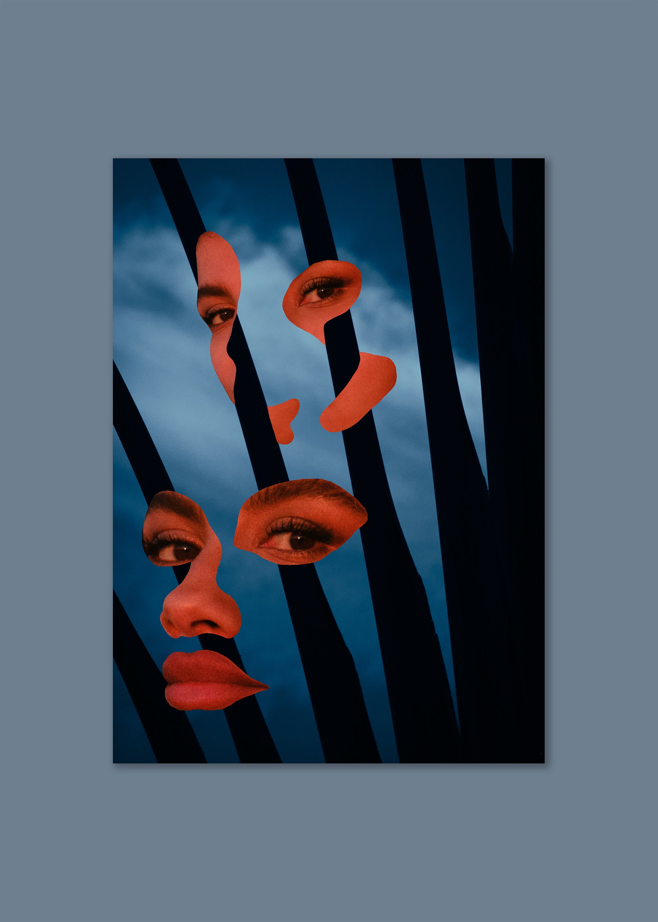 surreal blue-bar portrait – celestial gate – berlin 2025 – her sky visual series