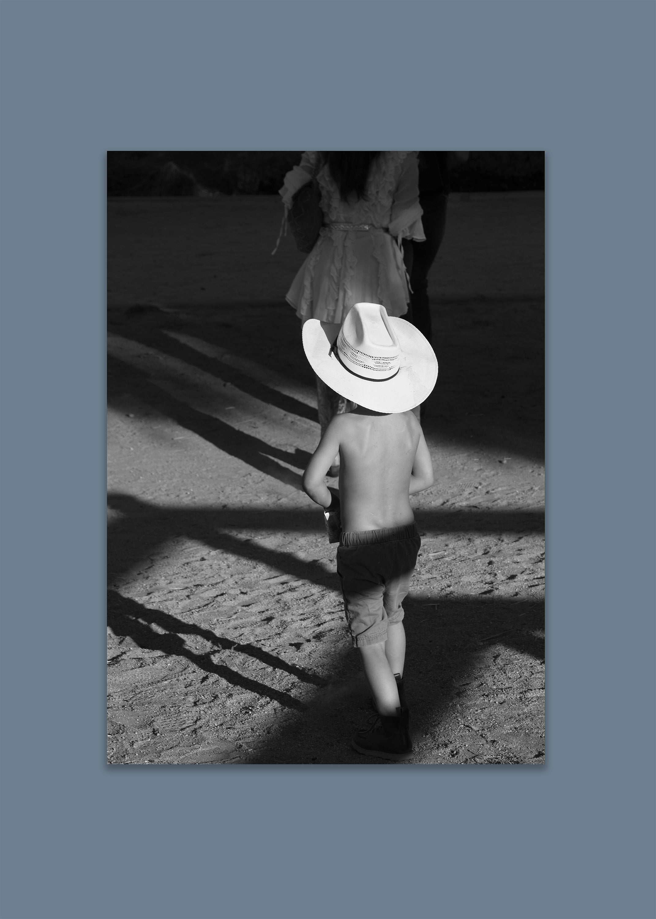 black and white cowboy kid photograph – little cowboy by skiy – los angeles 2024 – her sky visual series